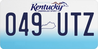 KY license plate 049UTZ