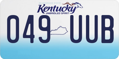 KY license plate 049UUB