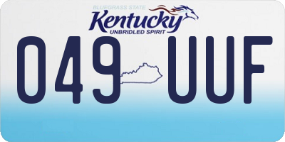 KY license plate 049UUF
