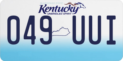 KY license plate 049UUI