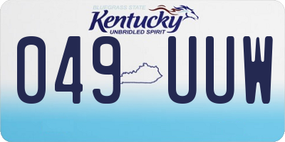 KY license plate 049UUW
