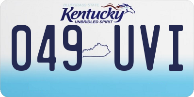 KY license plate 049UVI