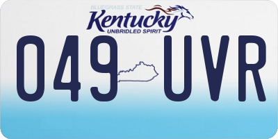 KY license plate 049UVR