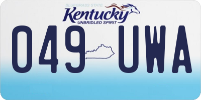 KY license plate 049UWA