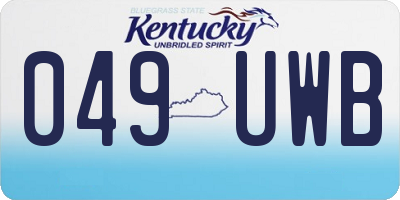 KY license plate 049UWB
