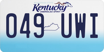 KY license plate 049UWI