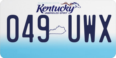 KY license plate 049UWX