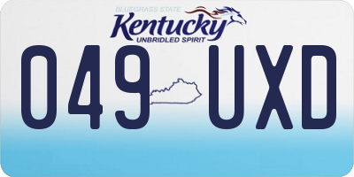 KY license plate 049UXD
