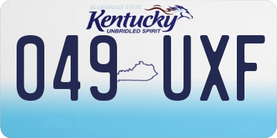 KY license plate 049UXF