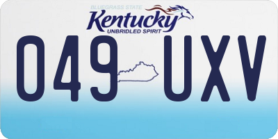 KY license plate 049UXV