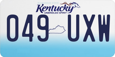 KY license plate 049UXW