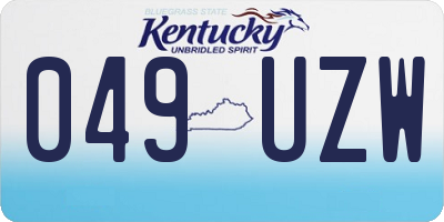 KY license plate 049UZW