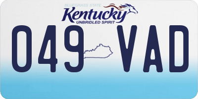 KY license plate 049VAD