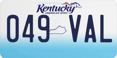KY license plate 049VAL