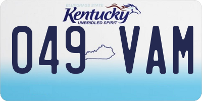 KY license plate 049VAM