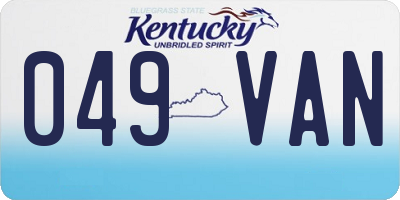 KY license plate 049VAN