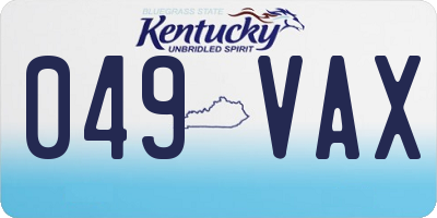 KY license plate 049VAX