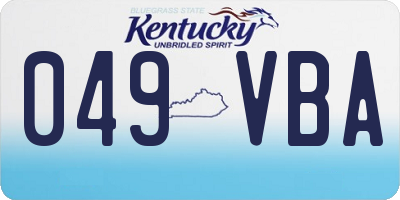 KY license plate 049VBA