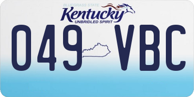 KY license plate 049VBC