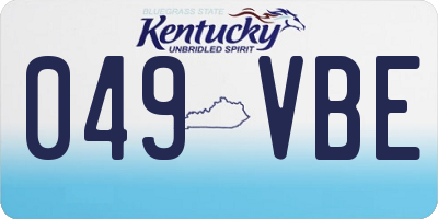 KY license plate 049VBE