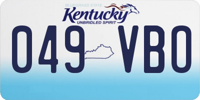 KY license plate 049VBO
