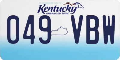 KY license plate 049VBW