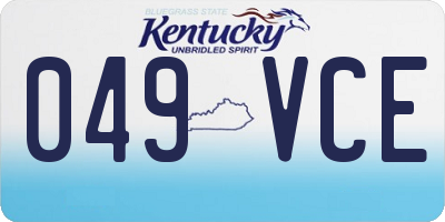 KY license plate 049VCE