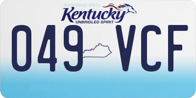KY license plate 049VCF