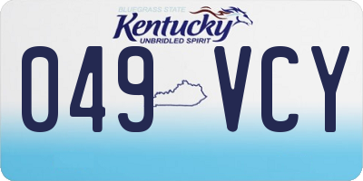 KY license plate 049VCY