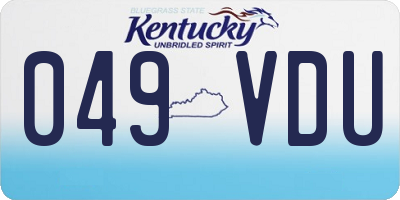 KY license plate 049VDU