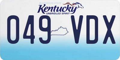 KY license plate 049VDX