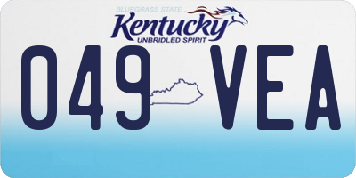 KY license plate 049VEA