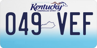 KY license plate 049VEF