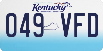 KY license plate 049VFD