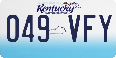 KY license plate 049VFY