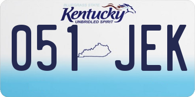 KY license plate 051JEK