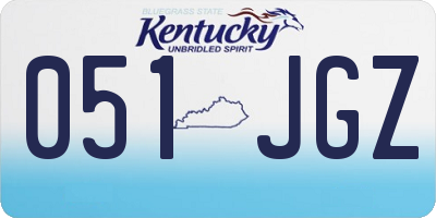 KY license plate 051JGZ
