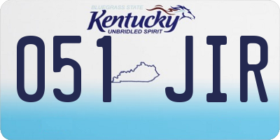 KY license plate 051JIR
