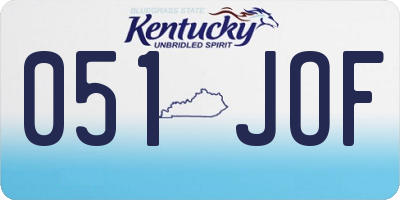 KY license plate 051JOF