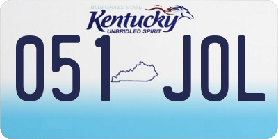 KY license plate 051JOL