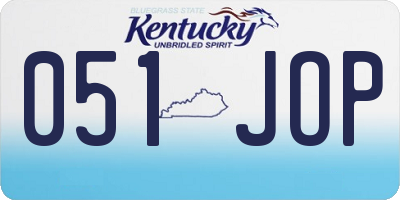 KY license plate 051JOP