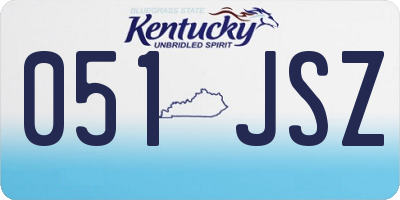 KY license plate 051JSZ