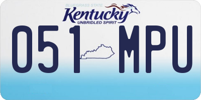KY license plate 051MPU
