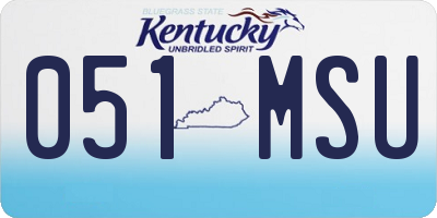 KY license plate 051MSU