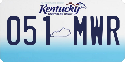 KY license plate 051MWR