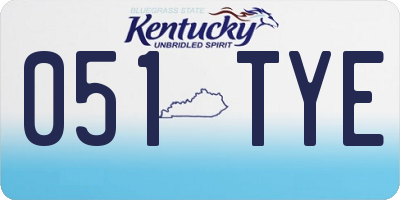 KY license plate 051TYE