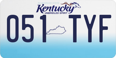 KY license plate 051TYF
