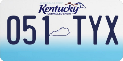 KY license plate 051TYX
