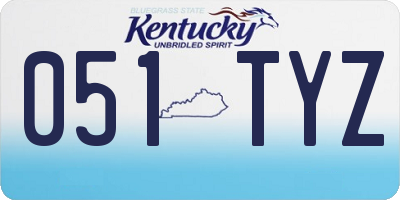 KY license plate 051TYZ