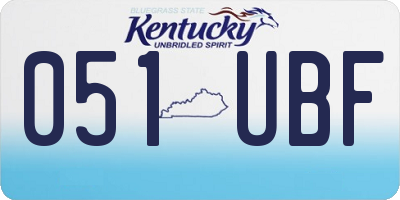 KY license plate 051UBF